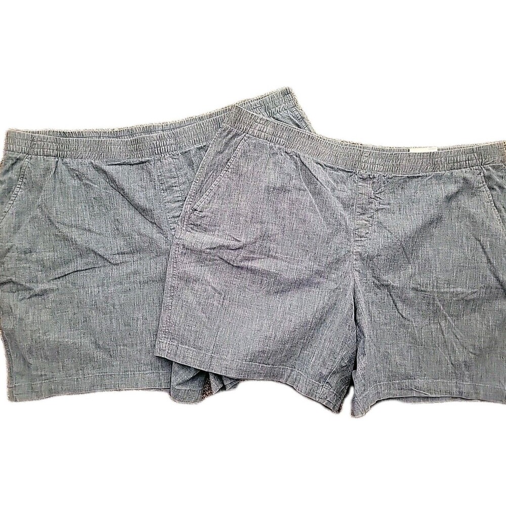 Lands’ End Bermuda Shorts 22W Chambray Blue Pockets Mid Rise Cotton Spandex Lot - Picture 2 of 8